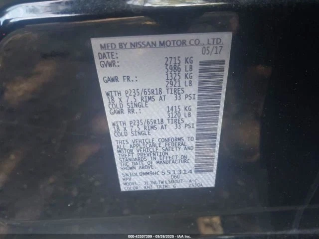 (LOCAL PICKUP ONLY) Driver Left Fender Fits 14-20 INFINITI QX60 972418 Foto 4 de 4