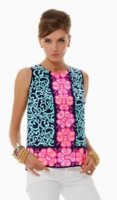 Lilly Pulitzer Iona Silk Pink Turquoise Sleeveless Top Size Small NWOT