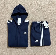 adidas Essentials Tracksuit Men Blue Authentic 2 Piece Set Sweatsuit Sz M, L, XL