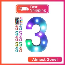 Foaky Colorful LED Number Lights with Remote,MarqueeLight Up Number Sign for Nig