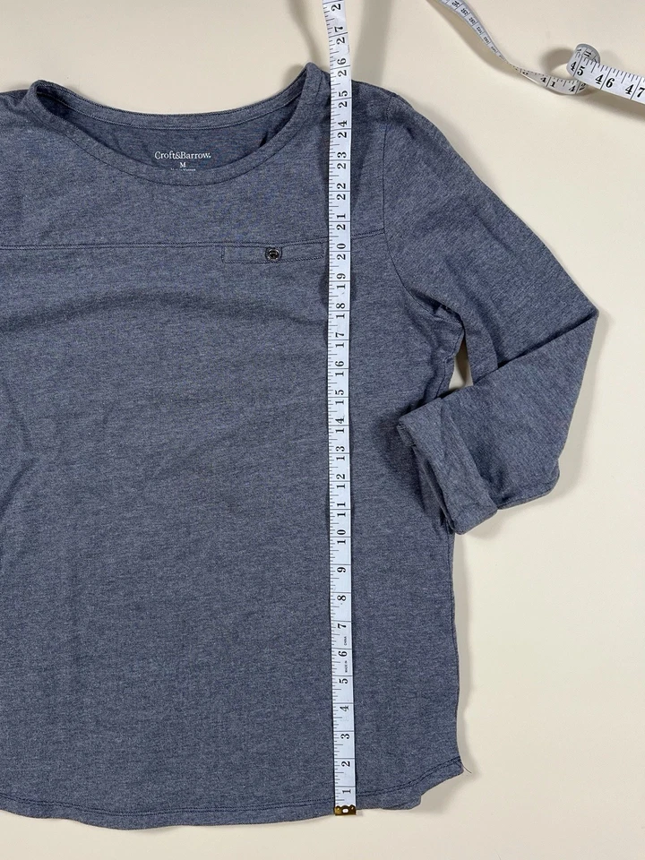 Túnica tejida para mujer Croft & Barrow manga 3/4 96 % mezcla de algodón azul talla mediana Foto 3 de 4