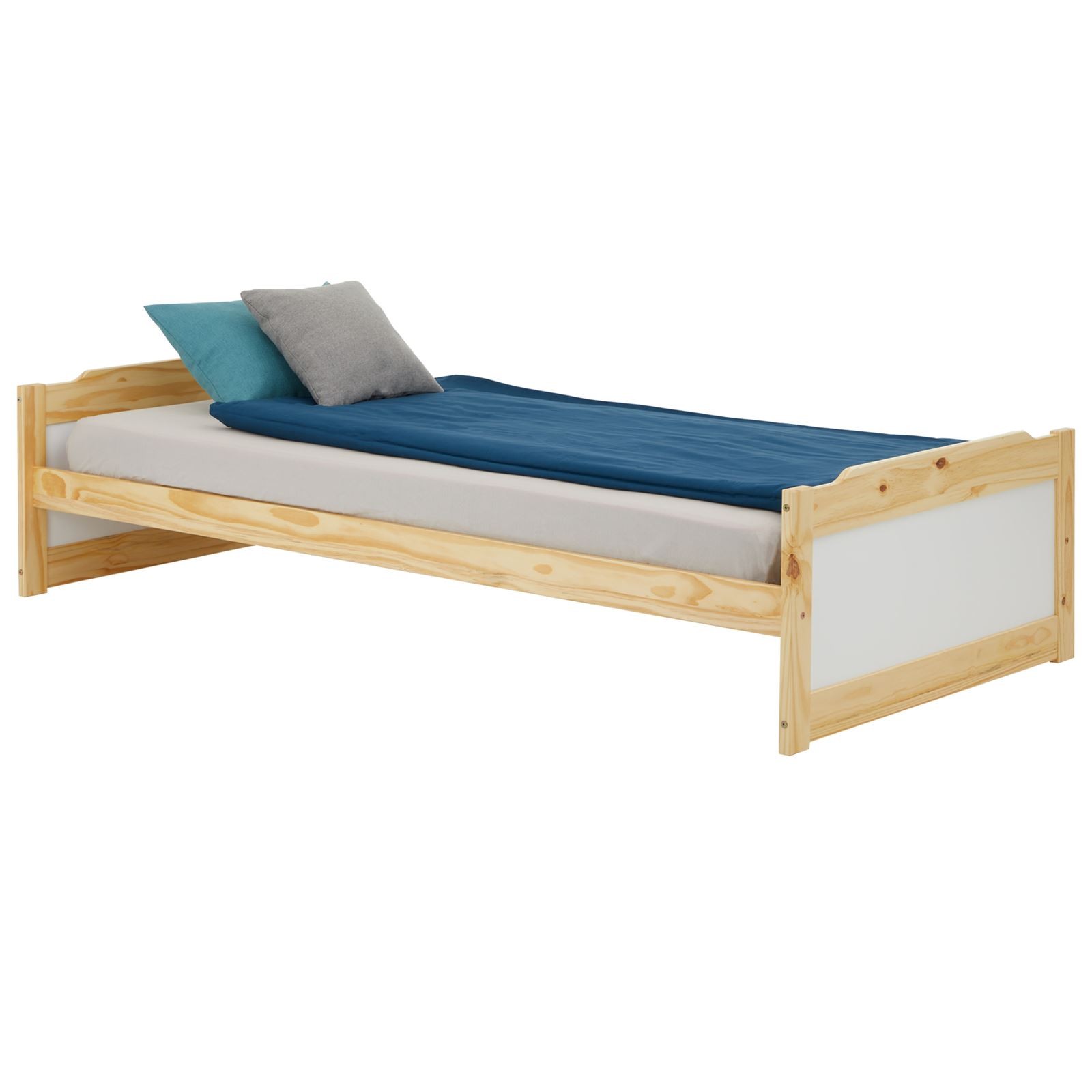 Lit en pin massif 90 x 200 cm avec finition vernis naturel