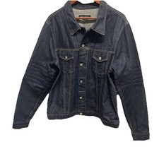 Grungy Gentleman Jacket Mens XXL Denim Trucker Made in USA Selvedge Stripe Blue