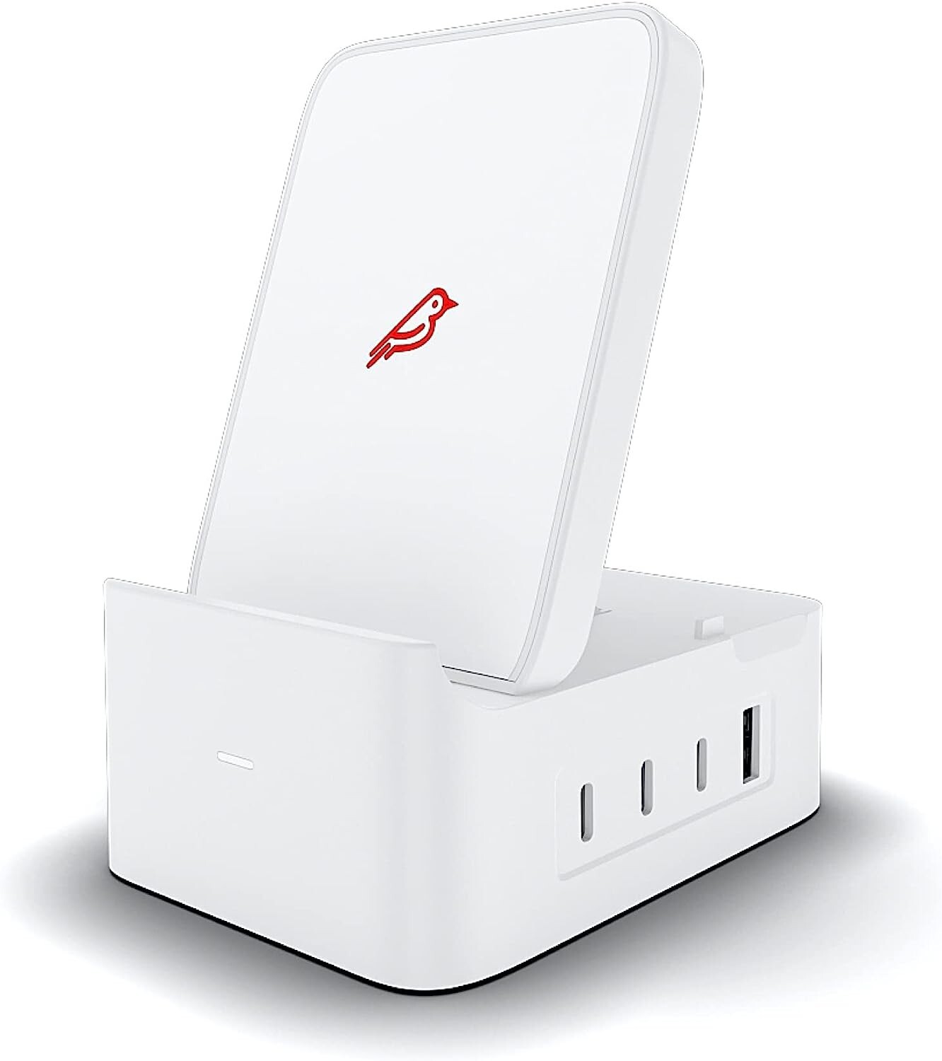 Fledging Spruce 5-in-1 Compact Desktop Charging Station with Qi-Wireless - White