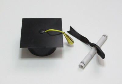 Black Graduation Cap Hat Diploma Layon Cake Topper