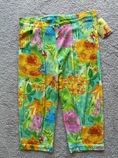 Vintage Jams World Hawaii Crop Capri Pants Size S Rayon Beach SUMMER GARDEN NWT
