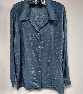 TSD Two Star Dog Women Large Gray Button Down Tunic Top Shirt Casual Lightweight