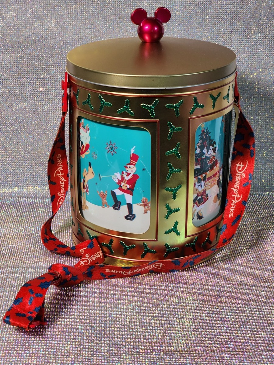 ディズニー缶　バケット Disney Parks Christmas Holiday 2023 Gold Rotating Musical Tin