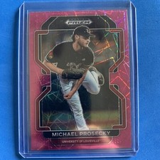 2022 Prizm Draft Picks Baseball Pink Velocity PDP176 Michael Prosecky Rockies RC