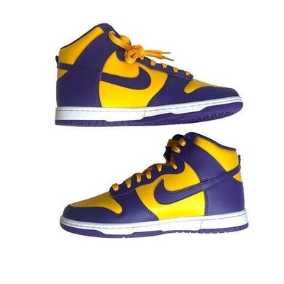 Nike Men's Dunk High Gold Purple Lakers Size 11 NWT DD1399-500 with Box