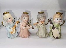 Vintage Artmark Porcelain Angels Playing Musical Instruments Christmas 4 Angels