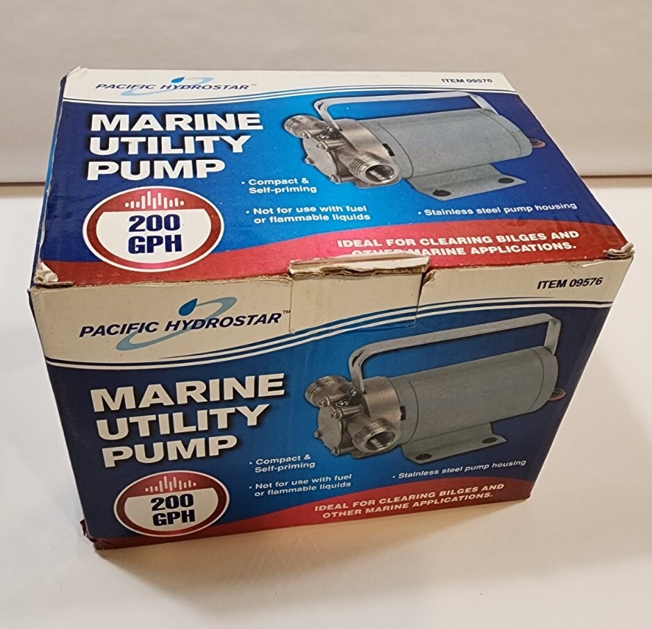 Bilge Pump Pacific Hydrostar Marine Utility 200 gph 12 Volt DC 09576