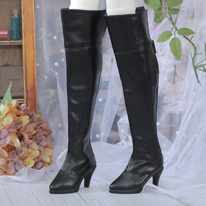 全新 黑色 鞋 高帮皮靴 适用于 1/3 BJD 娃娃 WX3-111 — 第 3/4 张图片