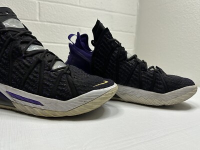 Men\'s Nike LeBron 18 Lakers Size 12 Black/Court Purple/White CQ9823-004 Men main image 2