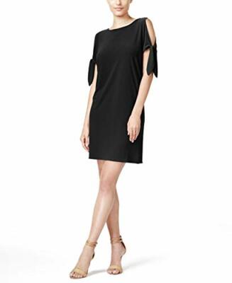 Bar III Womens Tie-Detail Shift Dress (Deep Black,X-Small) | eBay