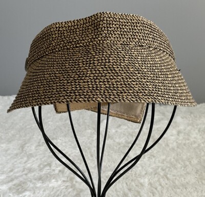 Scala Collezione Womens Straw Sun Visor Adjustable Hook/Loop