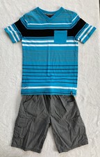Boys Outfit  Size 7/8  Hawk  Carters  Aqua  Gray