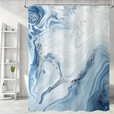 Blue Marble Shower Curtain, Abstract Blue Ombre Shower Curtain for Bathroom,