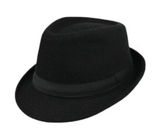 Men Classic Fedora-Hat Felt Manhattan-Gangster-Trilby with Band Medium Black2