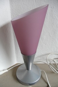 Ikea Vasenlampe Glas Aluminium flieder Lampe Leuchte Tischlampe Deko