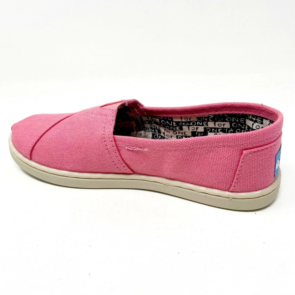 Zapatos planos informales sin cordones Toms Classics de lona rosa para jóvenes niñas Foto 3 de 4