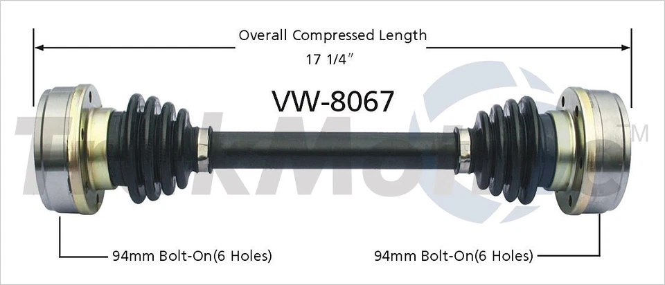 Conjunto de eje CV pasajero trasero derecho TrakMotive para VW Fastback Squareback Foto 4 de 4