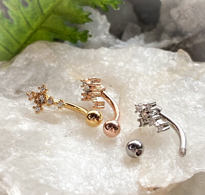 Flower Eyebrow Eyebrow Ring In Belly Button 16 Gauge 3/8 Pink - Foto 3