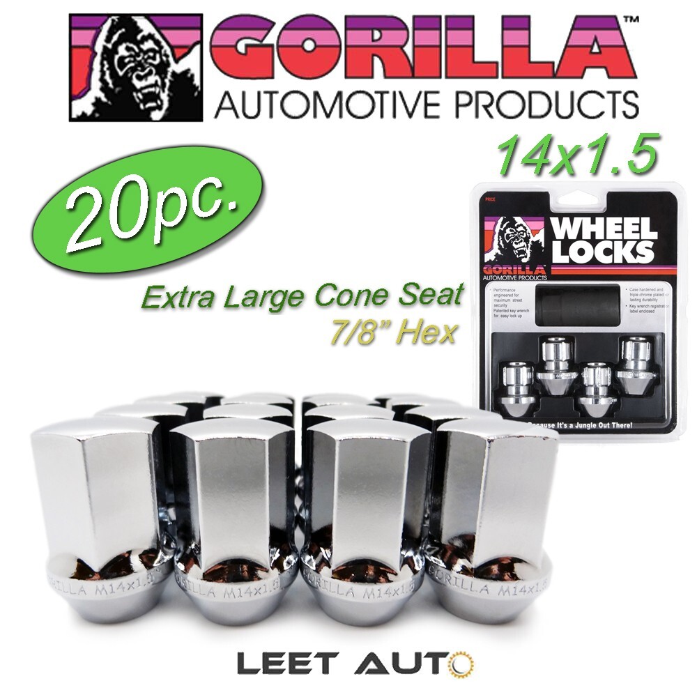 20pc.) Gorilla Lug Nuts + Wheel Locks, 14x1.50, Factory Style