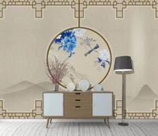 3D Blue Flower Bird 46532NA Wallpaper Wall Murals Removable Wallpaper Fay
