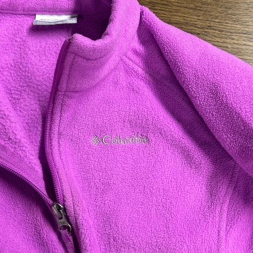Columbia Jacket Girls Large 14/16 Fleece Full Zip Long Sleeve Pockets Pink READ - Picture 3 of 7