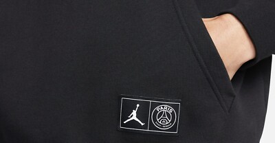 Nike Air Jordan Paris Saint-Germain Pullover Hoodie Black Size XL
