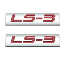 2x Silver Red LS3 LS-3  Emblem 3D Logo Car Side Badge Metal Sticker Nameplate