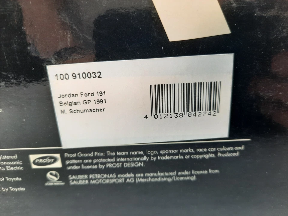 Minichamps Jordan Ford 191 #32 Michael Schumacher Belgian GP 1991 1/18 100910032 - Immagine 4 di 4