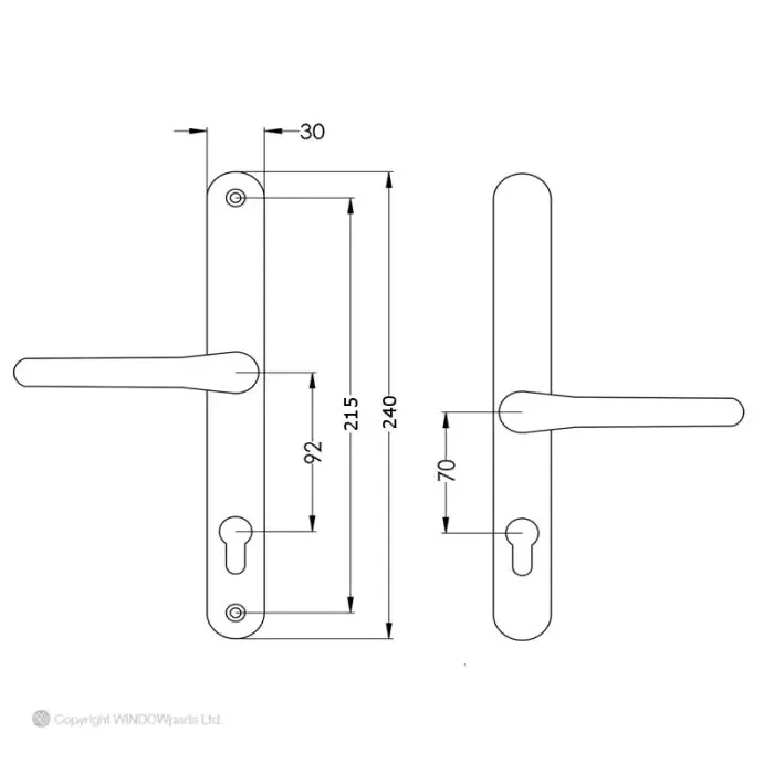 Yale UPVC Lever/Lever Offset 92/70.5mm PZ Security Handle - Image 2 of 3
