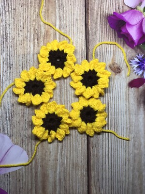 Gehäkelte Sonnenblume Blumenapplikation Freund Zum Selbermachen Blume gelb Haarschmuck Dekor