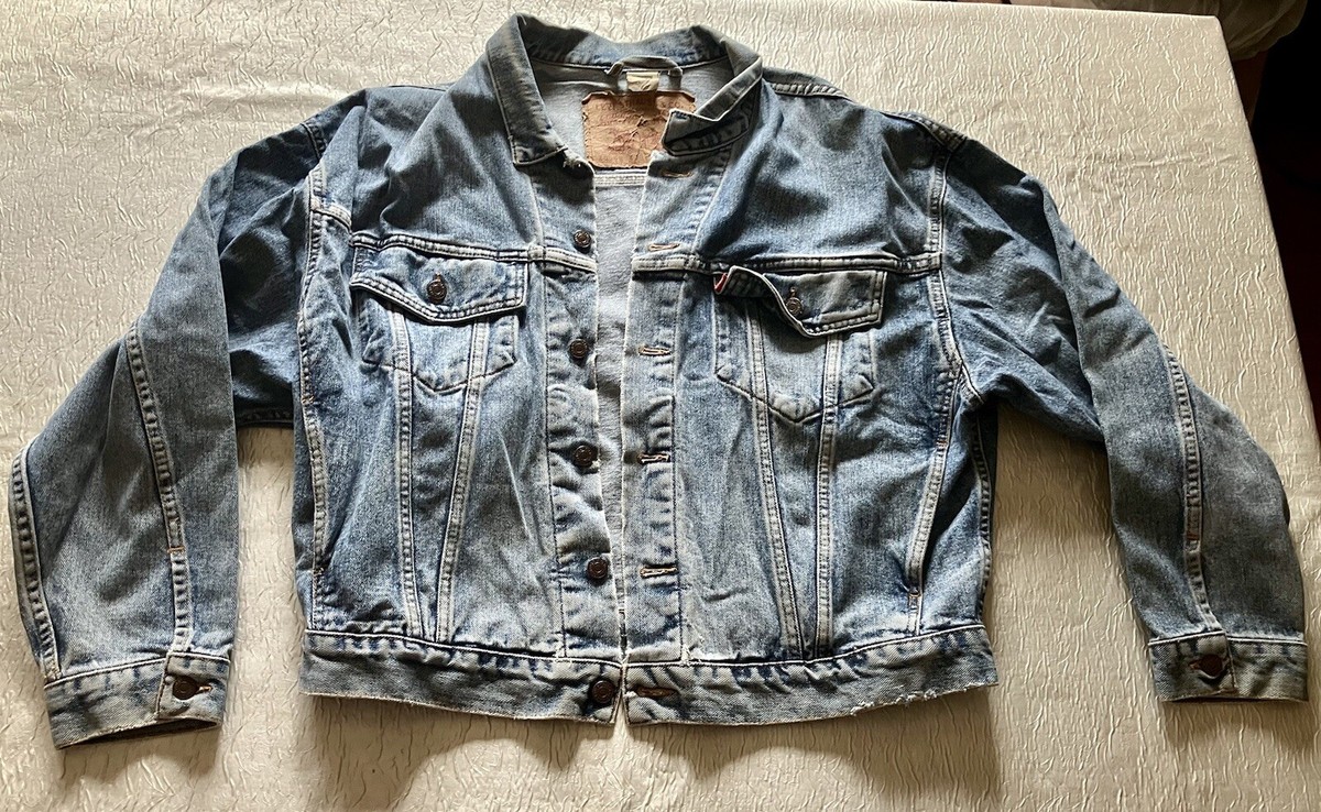 Vintage Mens Levis LARGE Blue Denim Jean Jacket 70598 Western 