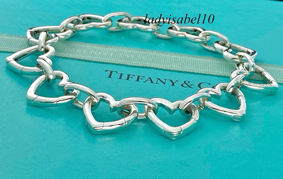 アクセサリー Tiffany bracelet Auth. Tiffany & Co Clasping Heart Link Bracelet 7