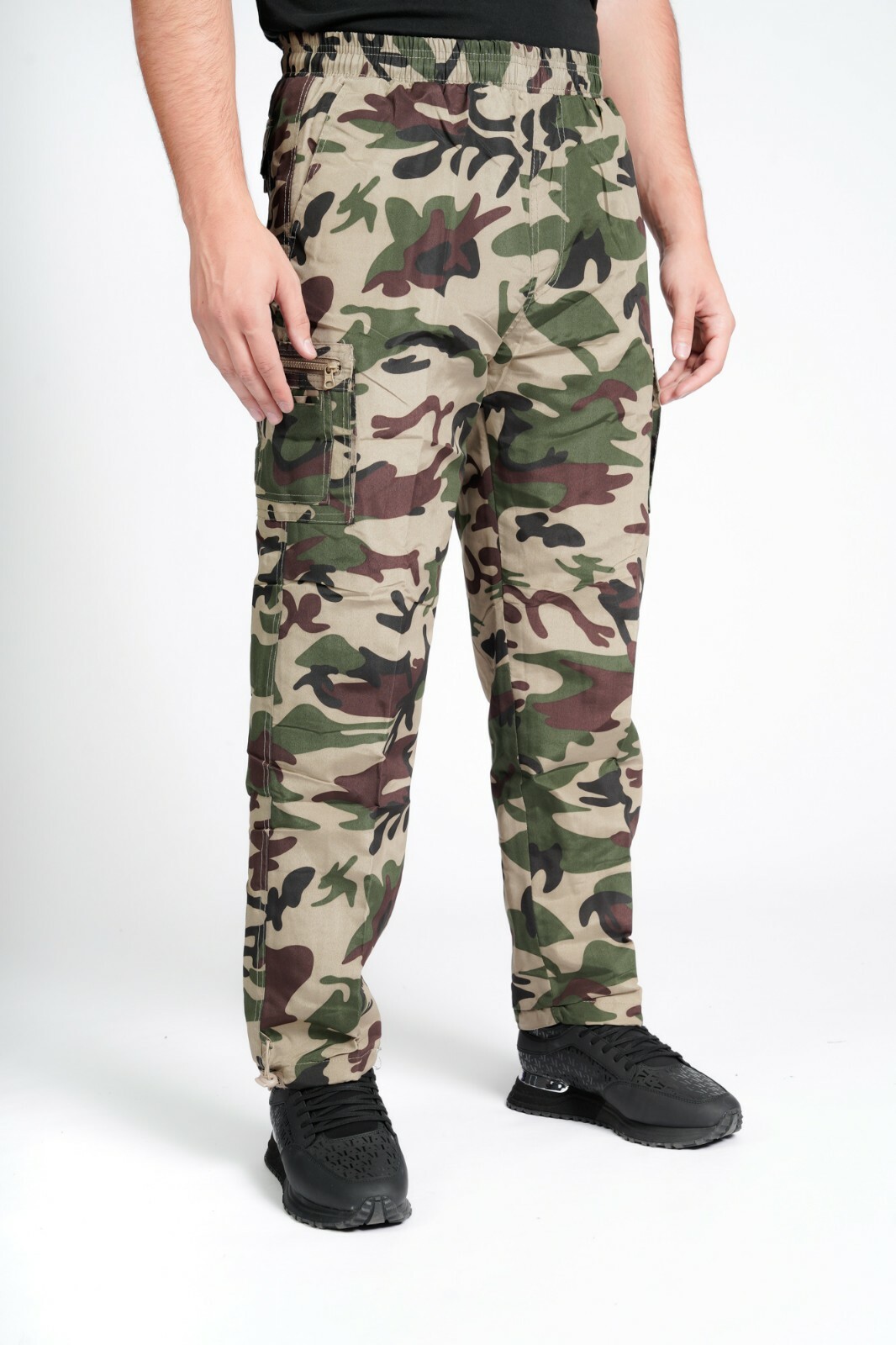 Mens Fleece Lined Thermal Cargo Trousers Pants Elasticated Combat