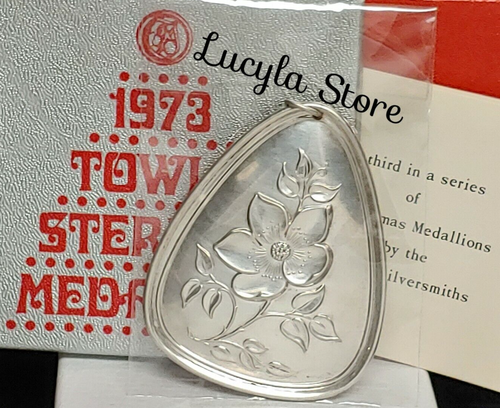 Towle 1973 Sterling WEIHNACHTEN Medaillon Mistel Anhänger ORNAMENT französische Hühner - Bild 11 von 12
