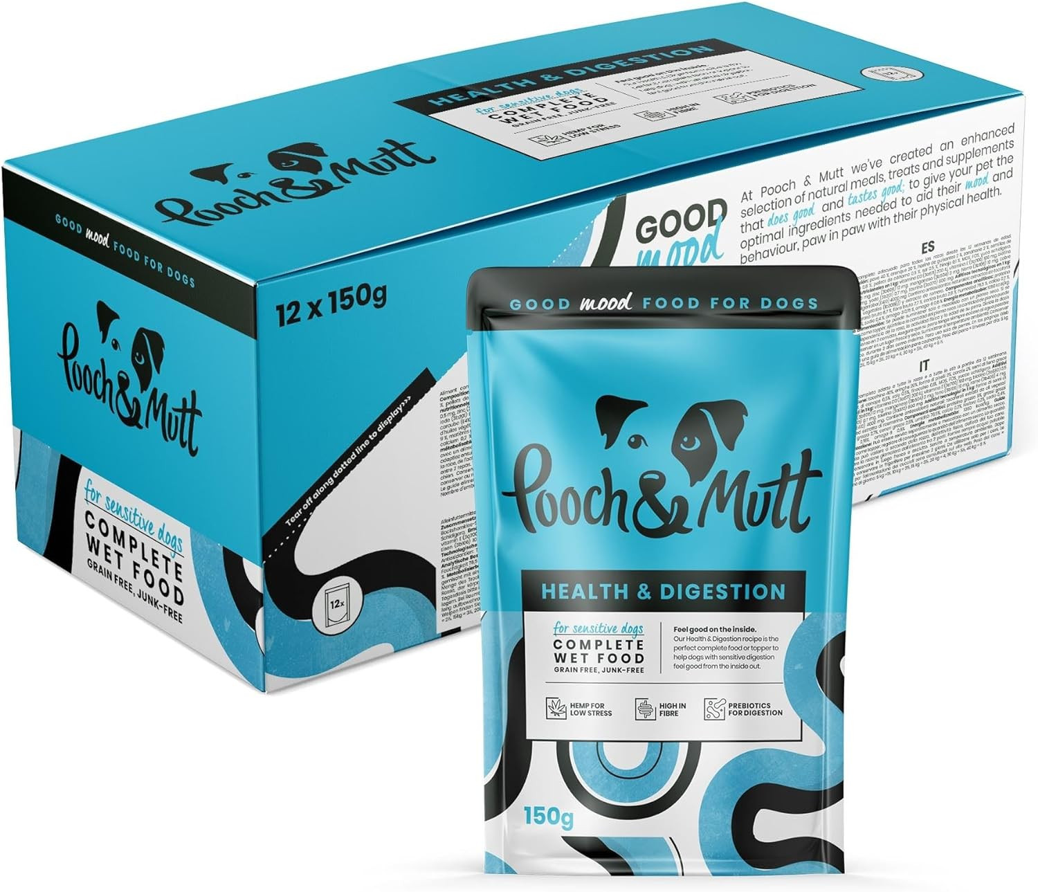 Pooch & Mutt - Health & Digestion, Complete Wet Dog Food (Grain Free), Turkey an