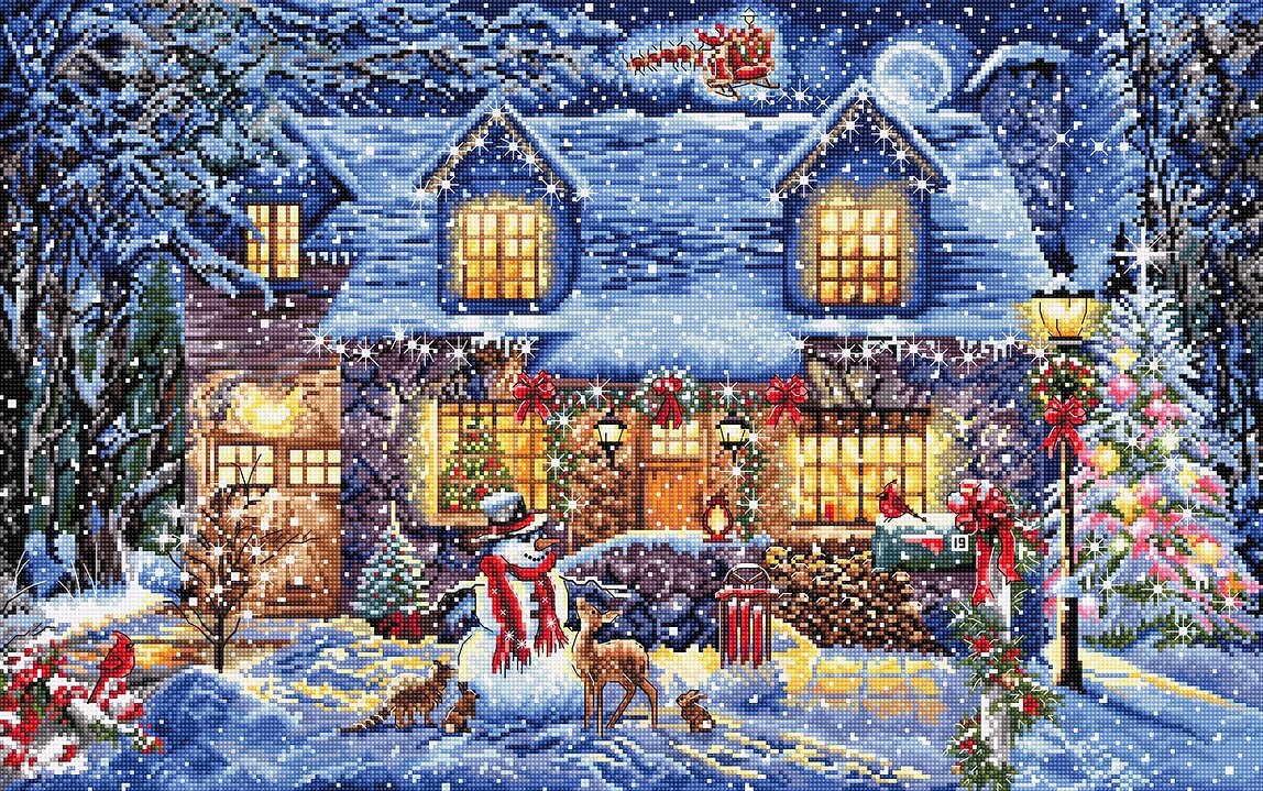 Letistitch Cross Stitch Kit - Cottage Glow Christmas