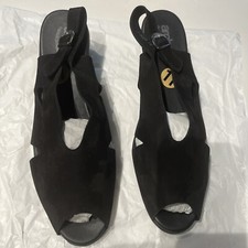 Arche Nubuck Slingback Wedge Sandals Black Size: US11 France 42 Made In France