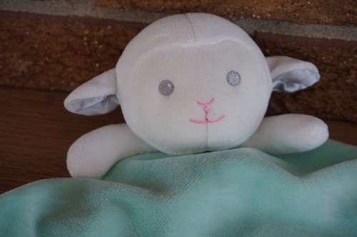 SECURITY Blanket GARANIMALS Little LAMB Mint Green Star Dots LOVEY Plush Satin - Picture 2 of 9
