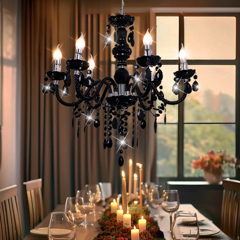 Lustre Lampe à Suspension Table En Noir Décoration Acrylique - Photo 1/4