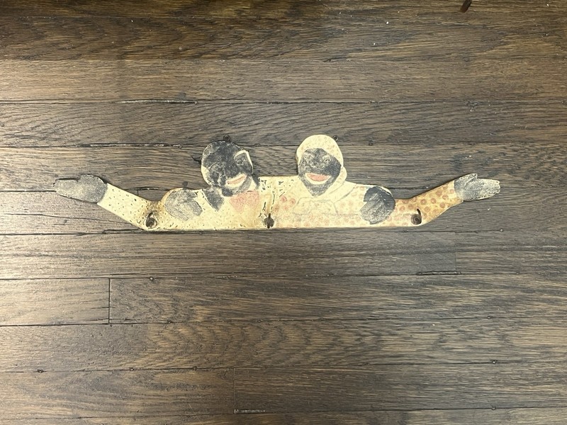 LOOK!! RARE!! Vintage Americana Wooden Folk Art Wall Hanging With Hooks RARE