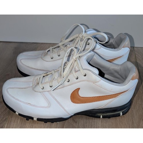Herren Nike Air Golfschuhe Weiß Leder Orange Swoosh Größe 10,5 W US 314909-181