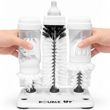 Double Baby Bottle Cleaning Brush Set with Suction Base - Cleans Two Bottles ...