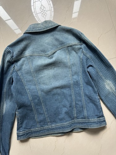 INC Petite International Concepts Women's M Retro Distressed Denim Jean Jacket - Picture 7 of 10
