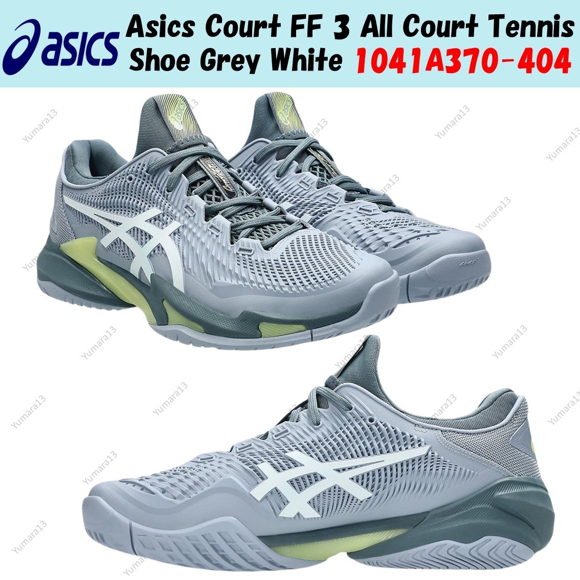 Asics Court FF 3 All Court Tennis Shoe Grey White 1041A370-404