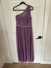 Davids Bridal size 12 purple lace lined one sholder sleeveless maxi dress